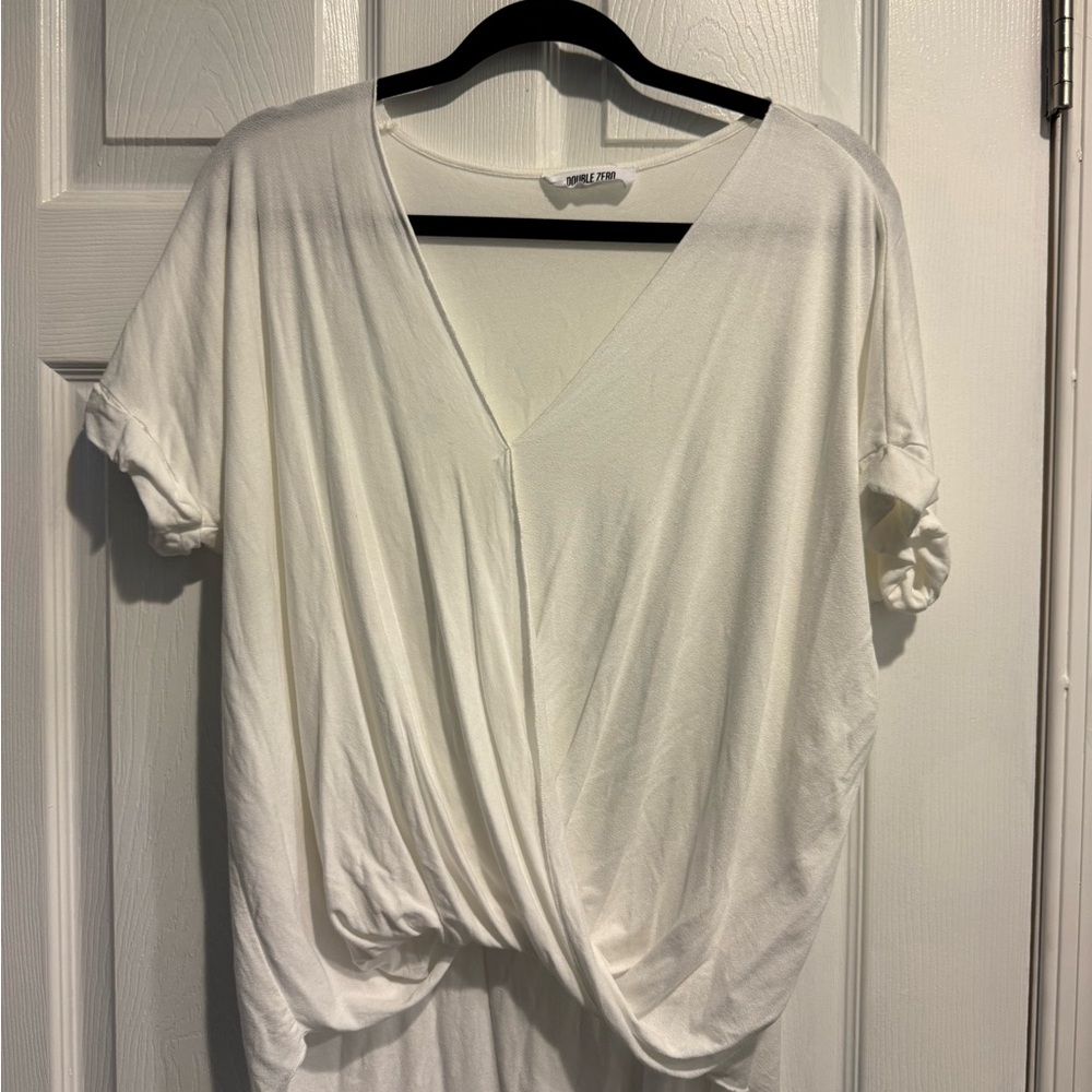 Double Zero White V-Neck Blouse